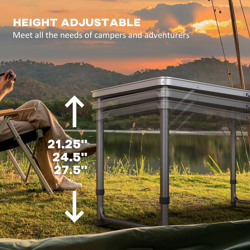94.5'' Black and Red Aluminum Folding Camping Table