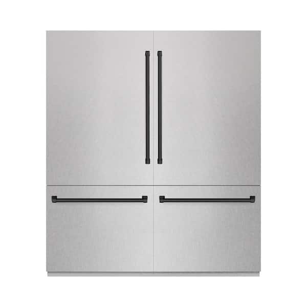 ZLINE Kitchen and Bath Autograph Edition 72 in. Built-In Refrigerator w/ Water Dispensers in Satin Steel and Matte Black Accents