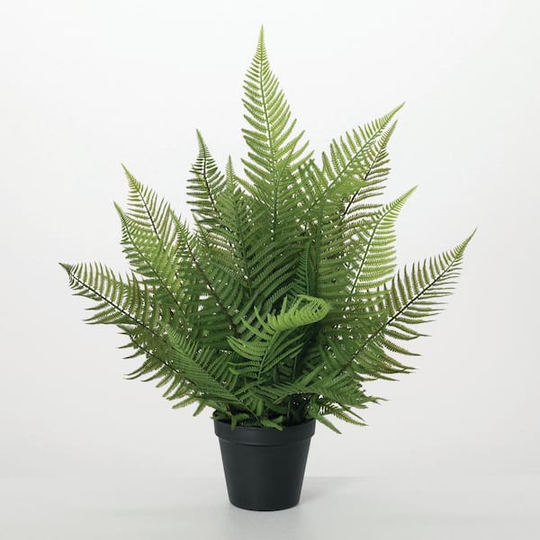 Artificial 22 in. Lifelike Potted Fern, Green