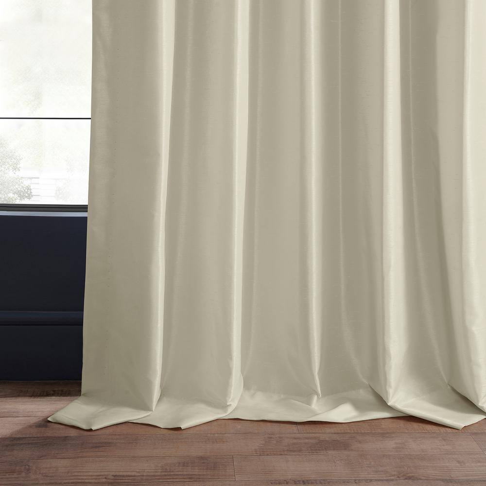 Off White Faux Silk Blackout Pleated Drape Panel