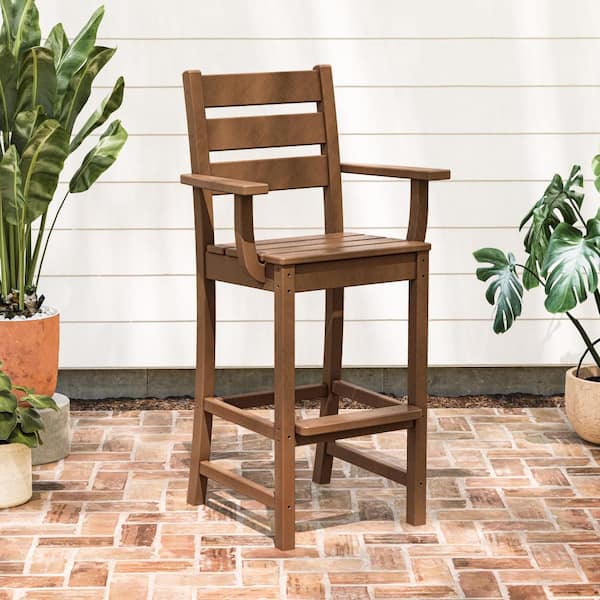 POLYWOOD Grant Park Bar Arm Chair in Teak