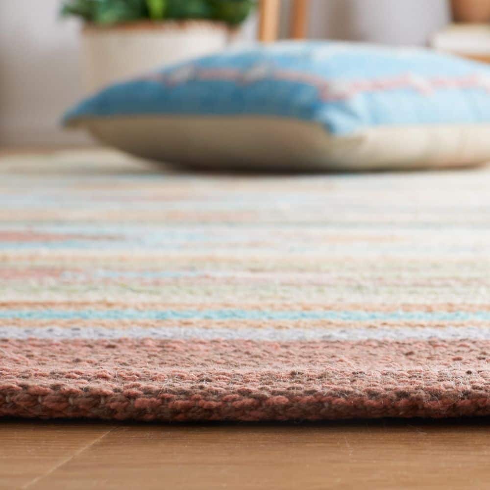 Handmade Brown and Ivory Geometric Cotton 8' x 10' Rug