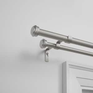 Topper Double 36 in. - 72 in. Adjustable 3/4 in. Double Curtain Rod Kit in Matte Silver with Finial