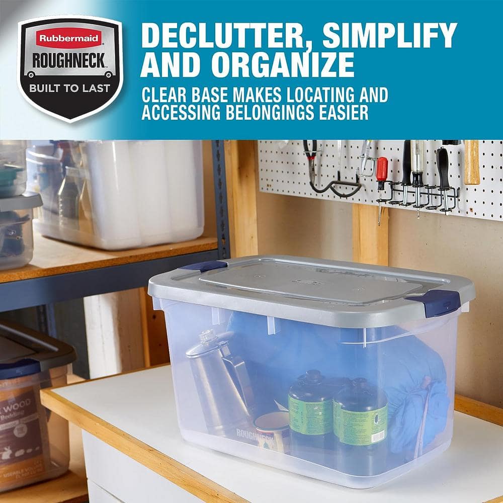 Clear 66 Qt Plastic Stackable Storage Bins with Snap-Tight Lids, 4 Pack