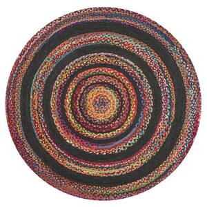 Abyss Braided Bohemian Coastal Round Jute Red/Multi 5 ft. Round Area Rug