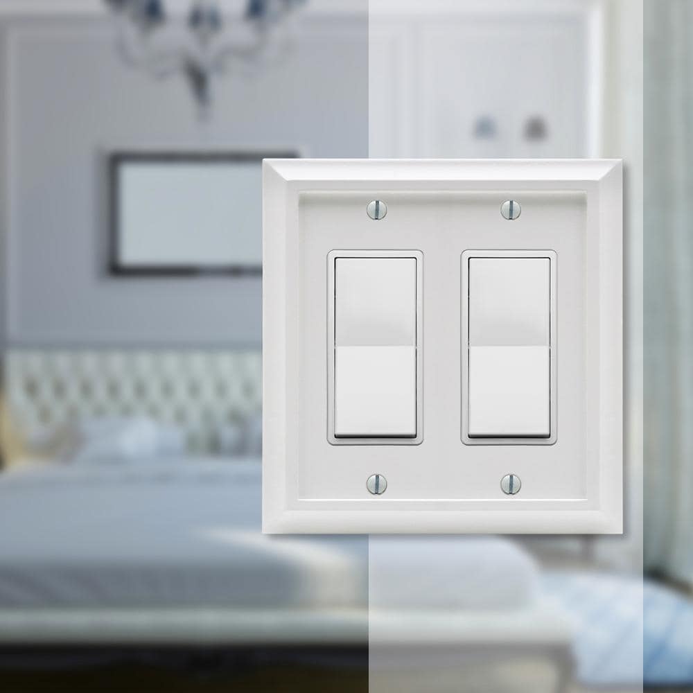White Wood 2-Gang Rocker Wall Plate