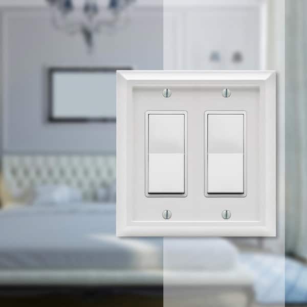 Deerfield 2 Gang Rocker Composite Wall Plate - White