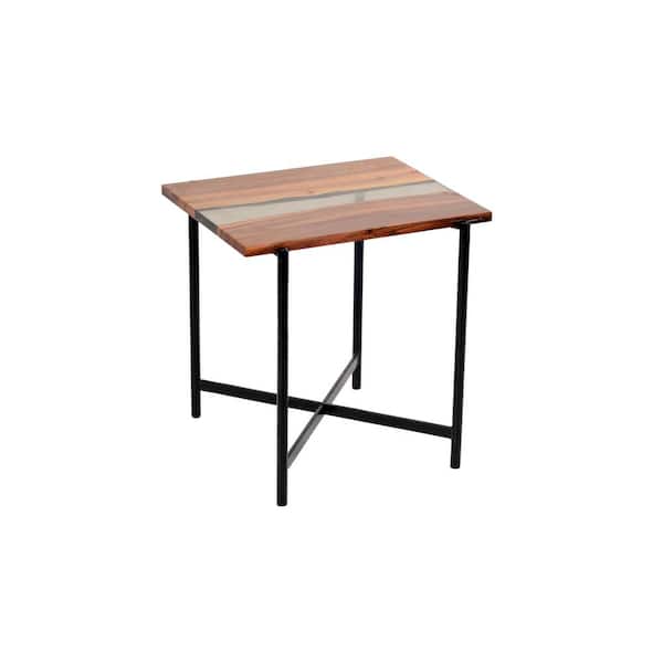 Alaterre Furniture Rivers Edge 22" Acacia Wood and Acrylic End Table
