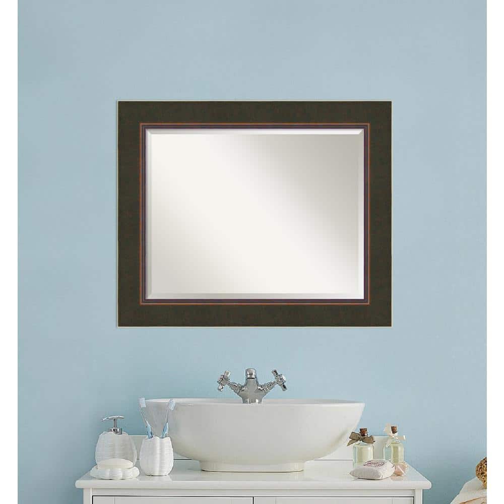 Milano Bronze 34.5 in. x 28.5 in. Beveled Rectangle Wood Framed Bathroom Wa