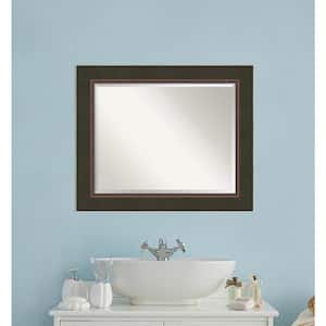 Milano Bronze 34.5 in. x 28.5 in. Beveled Rectangle Wood Framed Bathroom Wall Mirror in Bronze,Brown