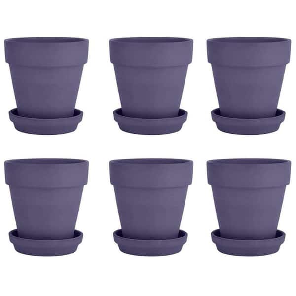 Purple Terracotta Indoor/Outdoor Planter with Saucer(4 in. W x 4