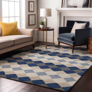 Mayfield Premium Machine Washable Abstract AMF1007 Navy 9 ft. x 12 ft. Area Rug