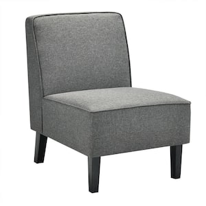 Modern Armless Accent Chair Fabric Single Sofa with Rubber Wood Legs Grey