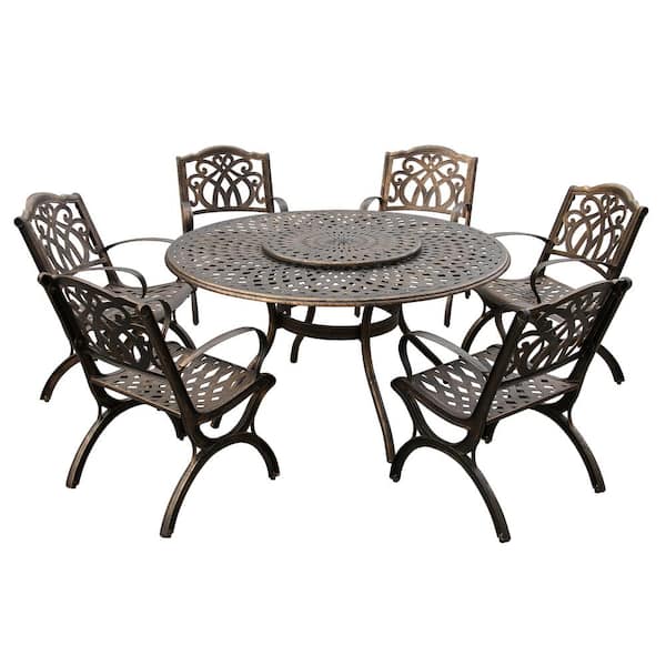 Oakland Living Bronze 7-Piece Aluminum Outdoor Round Dining Height Outdoor Dining Set