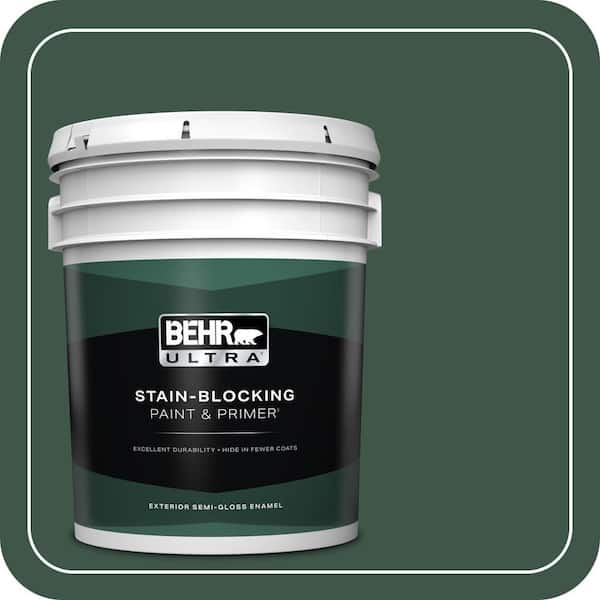 BEHR ULTRA 5 gal. #470F-7 Deep Jungle Semi-Gloss Enamel Exterior Paint & Primer