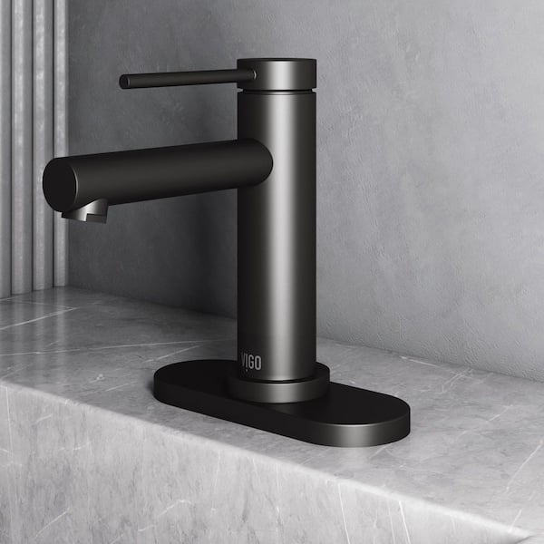 5.5 in. Zinc Bathroom Sink Faucet Hole Cover Deck Plate for 1 or 3 Hole in Matte Black
