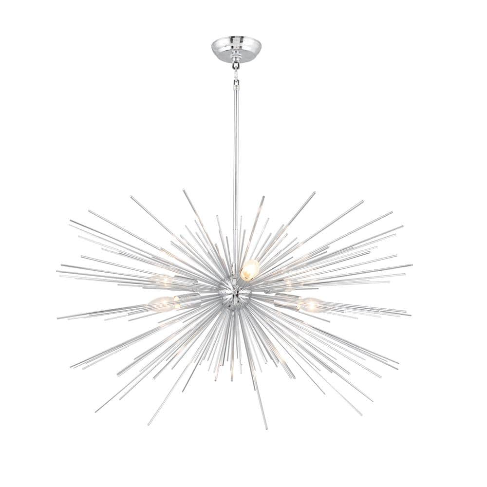 6-Light Chrome Sputnik Chandelier with no Bulbs Included