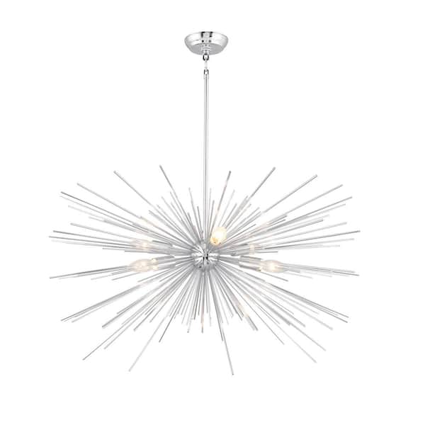 Unbranded 6-Light Chrome Sputnik Chandelier with no Bulbs Included