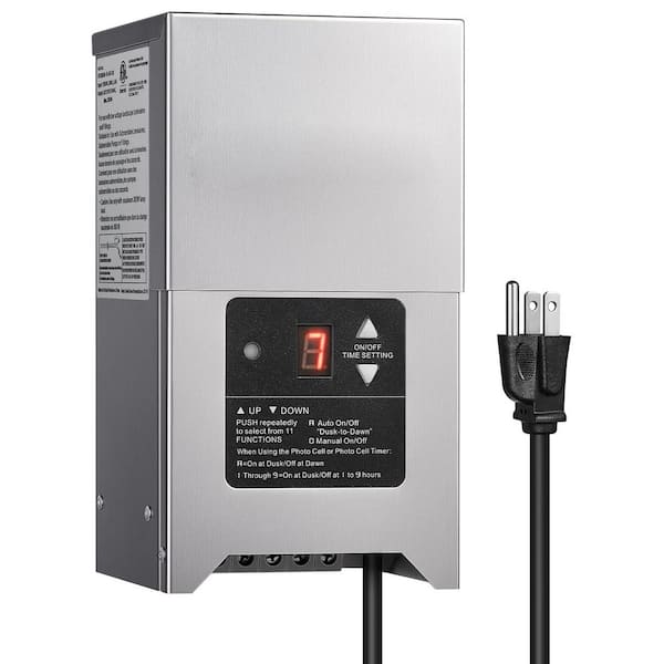 300W Low Voltage Landscape Transformer Outdoor Light Timer Photocell Sensor 120V to 12V 15V AC Waterproof Power Supply