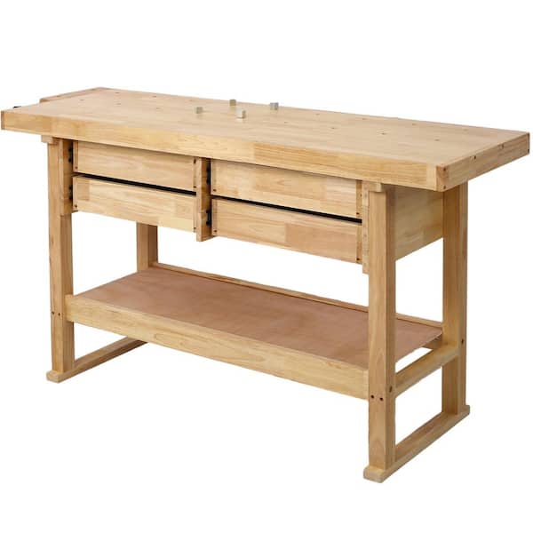 60 in. Wood Workbench with 4 Drawers Wooden Workbench for Garage
