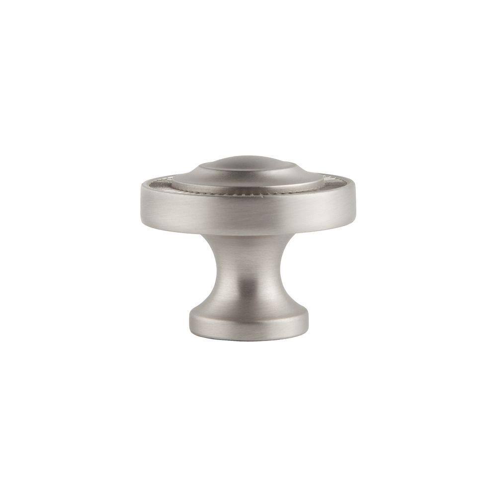 Satin Nickel Round Cabinet Knob with Brushed Finish
