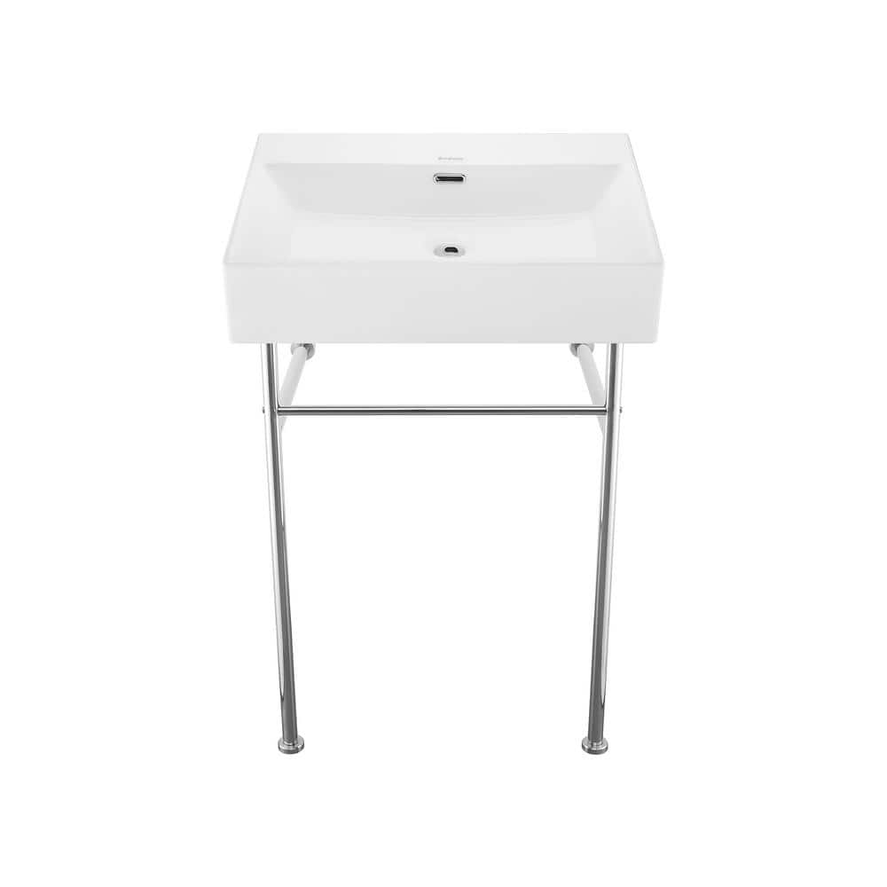 Claire 24 in. Rectangle Zero Hole Ceramic Console Sink with Polished Chrome Legs price history on PriceWatchPro