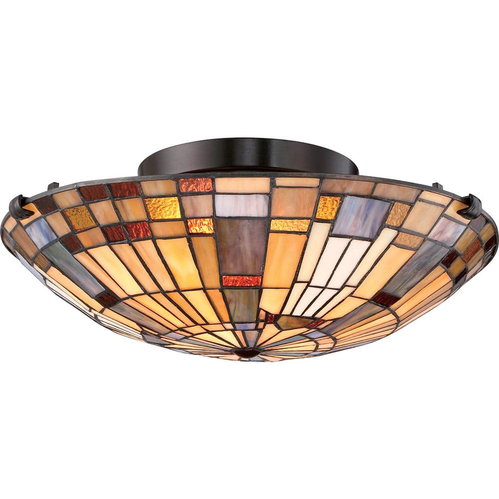 Valiant Bronze 17" Tiffany Style Flush Mount Ceiling Light