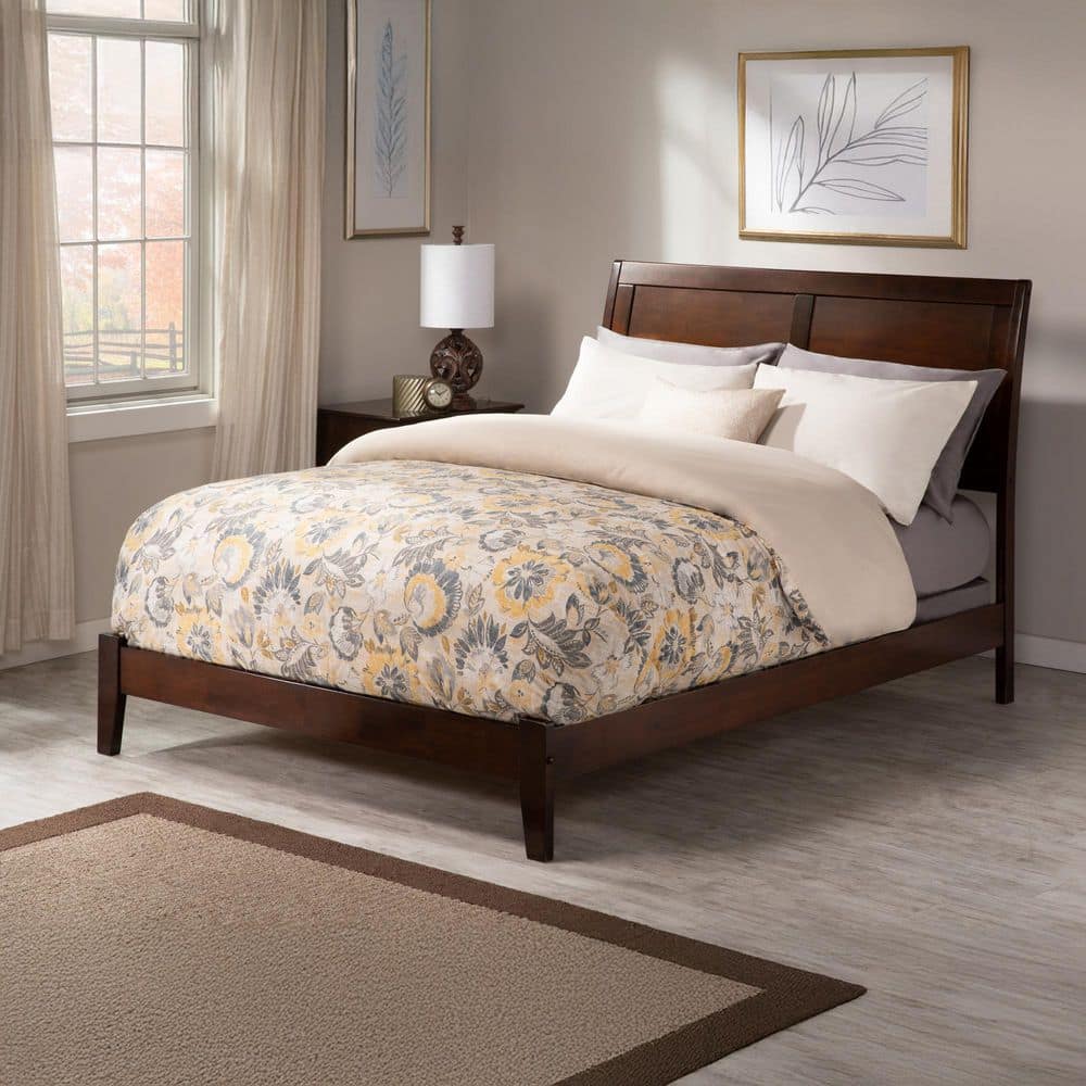 Portland Walnut Solid Wood Queen Traditional Panel Bed with Open Footboard and Attachable Turbo Device Charger price history on PriceWatchPro