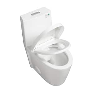 1.1/1.6 GPF Dual Flush Elongated Bowl Toilet in Glossy White with Soft Close Seat ADA Height, Water-Saving MAP 1000g