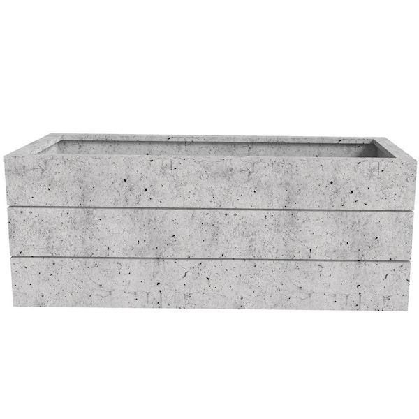 Oasis 36 in. Rectangular Fiberstone Planter for Indoor and Outdoor Clay Planter Pot with Drainage Holes in White