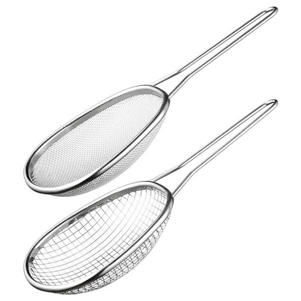 Easy Clean Premium Heat Resistant 304 Stainless Steel Oil Draining Skimmer Colander Spoon, Set of 2