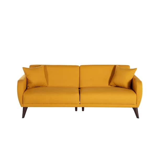 BELLONA Flexy 78.7 in Yellow Polyester 3-Seater Twin Sleeper Sofa Bed with Storage