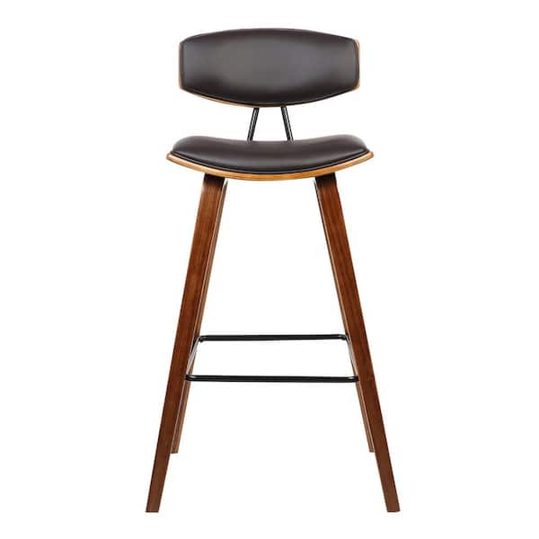 HomeRoots 38 in. Brown Low Back Bar Height Chair with Footrest