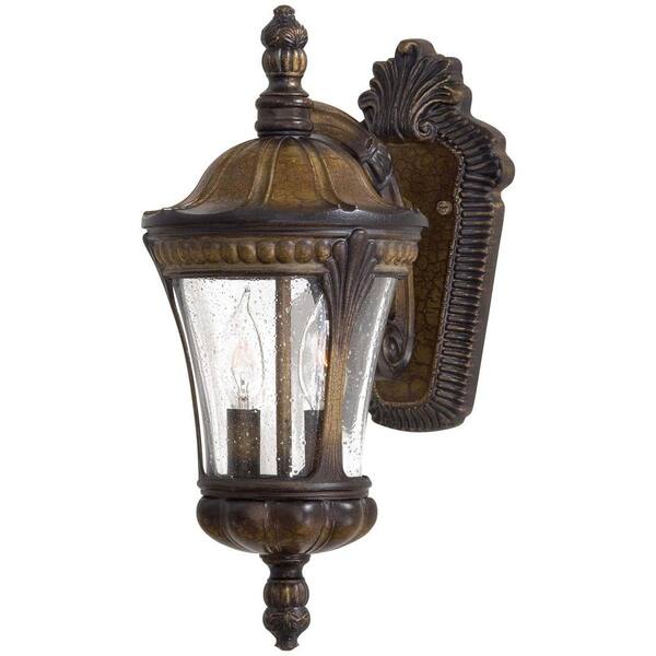 the great outdoors by Minka Lavery Kent Place 2-Light Prussian Gold Outdoor Wall Mount Lantern