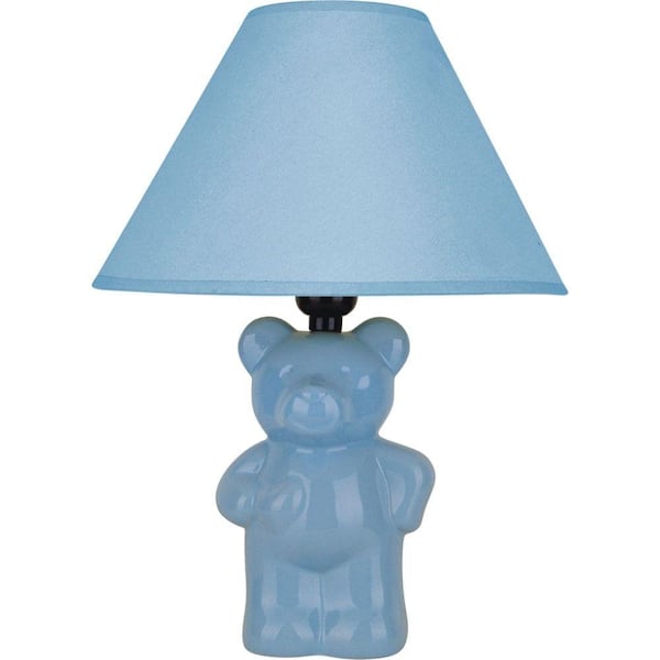 ORE International 13 in. Ceramic Teddy Bear Light Blue Lamp