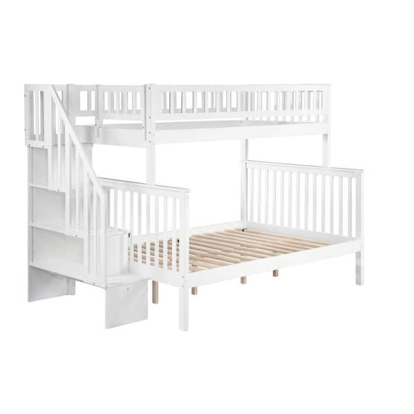 AFI Woodland Staircase Bunk Bed Twin over Full in White AB56702