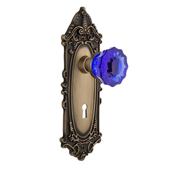 Nostalgic Warehouse Rope Rosette Crystal Cobalt Glass Door Knob Antique Brass Nostalgic Warehouse Rope Rosette Crystal Cobalt Glass Door Knob Antique Brass