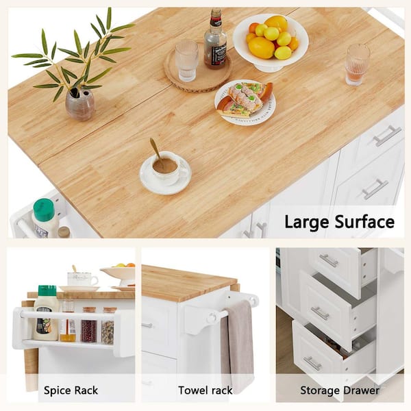 乾山写　向付　5客揃い XUJMK White Wood 54 in. Kitchen Island with Drawers, Kitchen