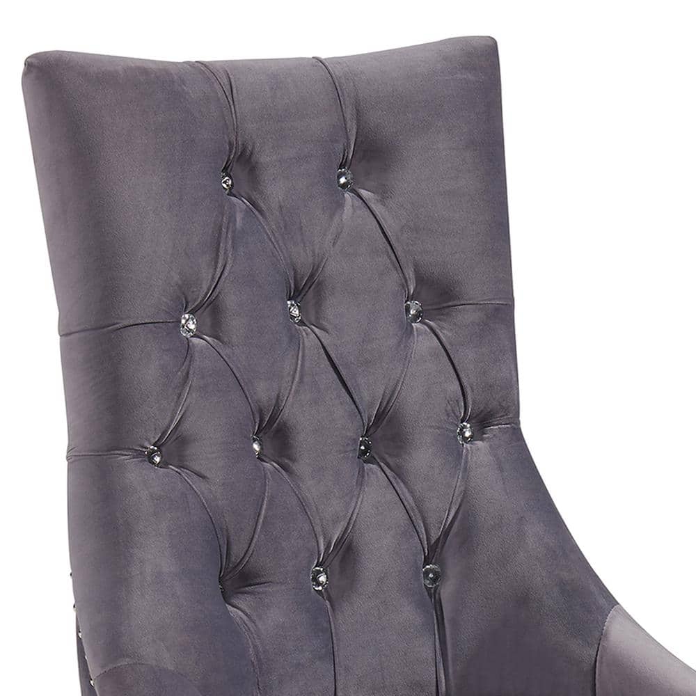 Gray Velvet Upholstered Side Chair with Acrylic Legs