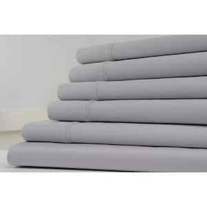 1200TC 6-Piece Grey Solid Cotton Blend King Sheet Set