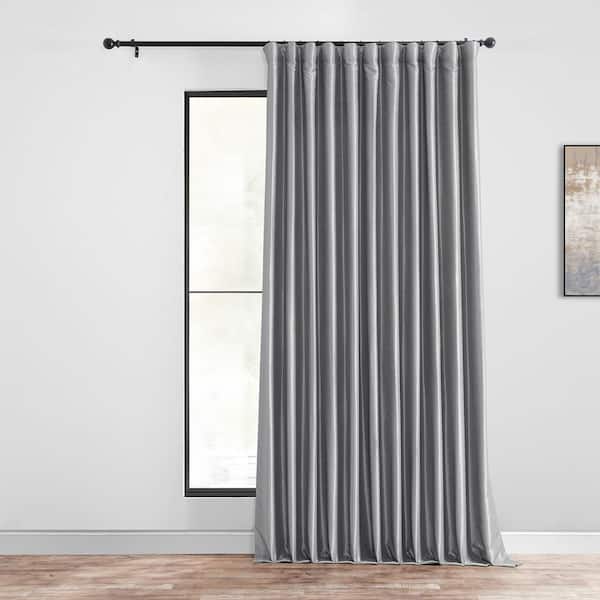 Exclusive Fabrics & Furnishings Storm Grey Extra Wide Rod Pocket Blackout Curtain - 100 in. W x 96 in. L (1 Panel)