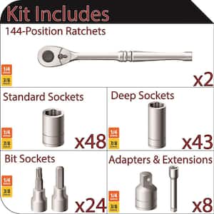 144-Position 1/4 in. and 3/8 in. Drive Mechanics Tool Set (125-Piece)