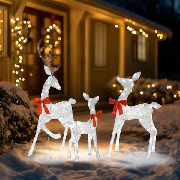 Starfree 3-Pieces Outdoor Christmas Decoration Reindeer Family