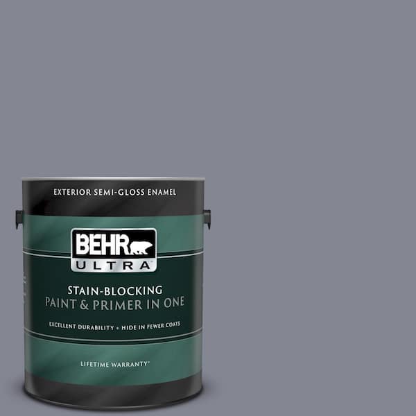 BEHR ULTRA 1 gal. #UL240-6 Gray Heather Semi-Gloss Enamel Exterior Paint and Primer in One