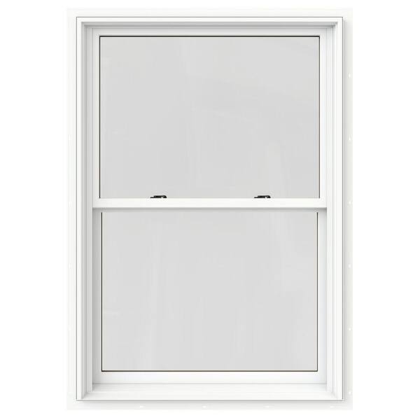 JELD-WEN 25.375 in. x 36 in. W-2500 Series White Painted Clad Wood Double Hung Window w/ Natural Interior and Screen