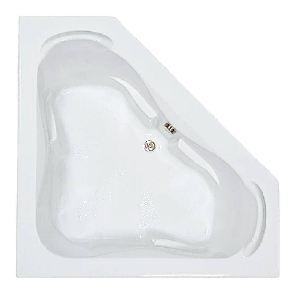 60 in. x 60 in. Acrylic Corner Drop-in Soaking Bathtub with Center Drain in Biscuit price history on PriceWatchPro