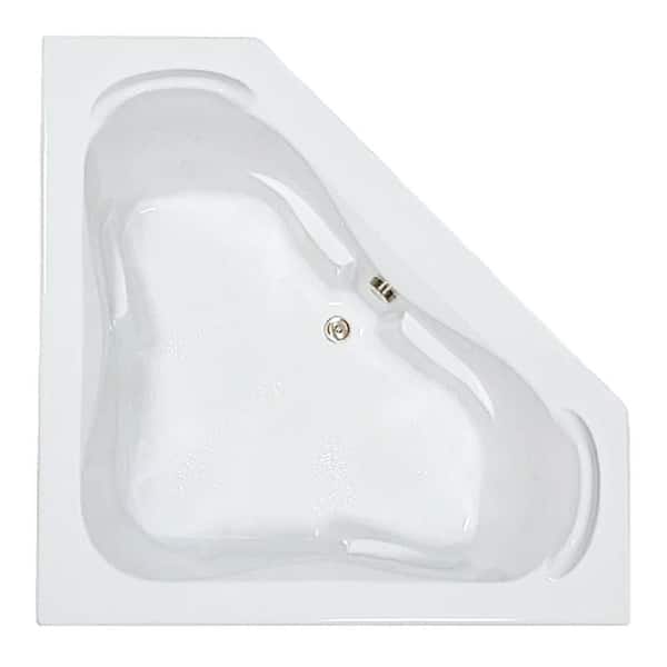 Comfortflo 60 in. x 60 in. Acrylic Corner Drop-in Soaking Bathtub with Center Drain in Bone