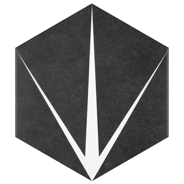 Merola Tile Trident Hex Nero 8-5/8 in. x 9-7/8 in. Porcelain Floor and Wall Take Home Tile Sample
