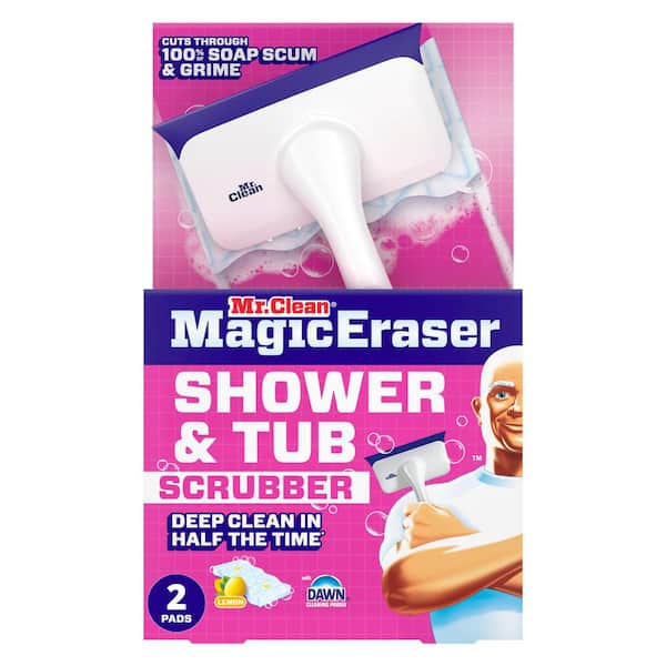 Magic Eraser Shower and Tub Foaming With Dawn 2.2 in. Scrubber Starter Kit(1-Scrubber, 2-Scrubbing Pad Cleaning Sponge)