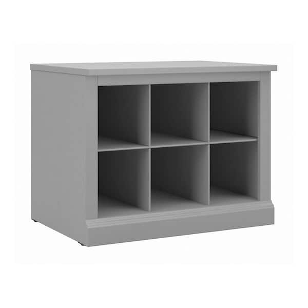 Woodland 19.29 in. H x 24.49 in. W Cape Cod Gray Shoe Storage Bench with Shelves